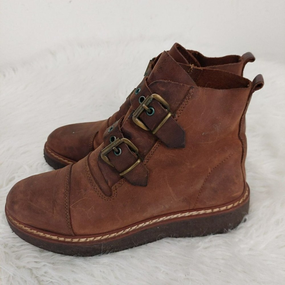 Charles Jourdan Bis Brown‎ Double Strap Suede Leather Ankle Boots Booties Size 8